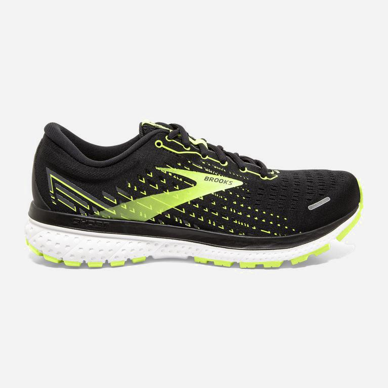 Brooks Ghost 13 Israel - Men's Road Running Shoes - Black/Nightlife/GreenYellow/White (19534-PLFB)